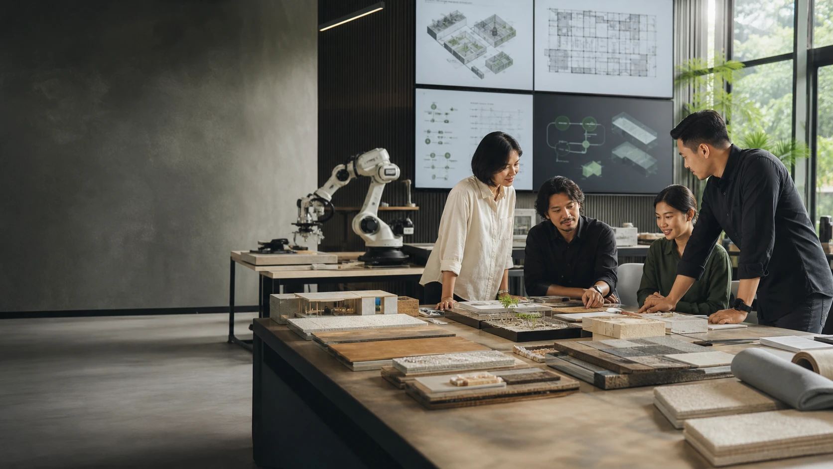 Conceptual Indonesian design and operations studio representing Jupura's human-led use of AI