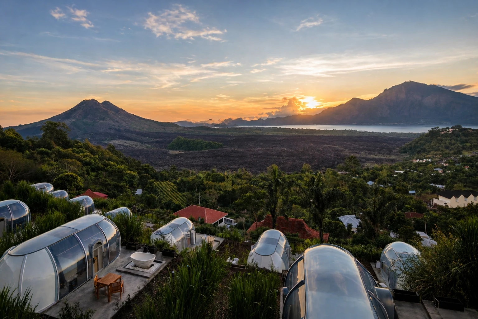 Arkaluna and its Crystal Nest Suites overlooking the Kintamani highlands