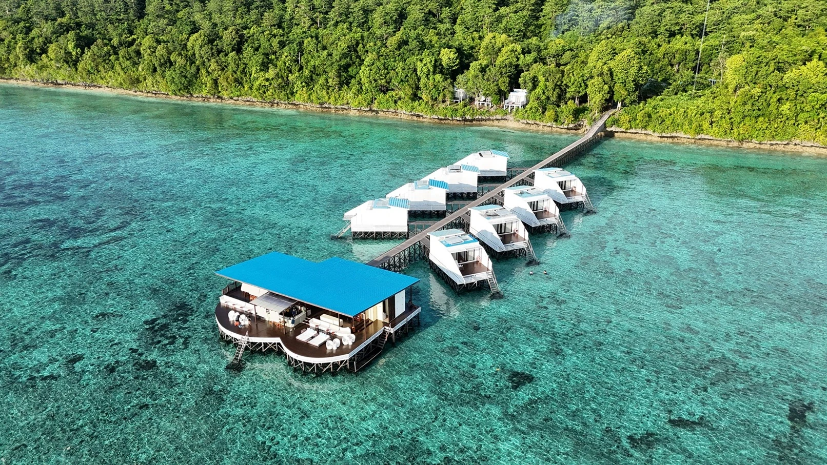 Aerial view of Arasatu Villas & Sanctuary on Maratua Island